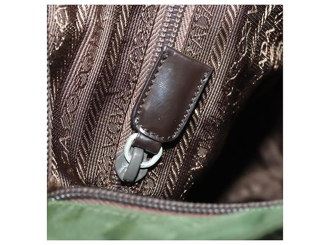 PRADA Shoulder Bag Nylon Khaki Silver Auth bs33303 Silvery - view 21