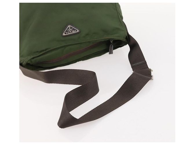 PRADA Shoulder Bag Nylon Khaki Silver Auth bs33303 Silvery - view 7