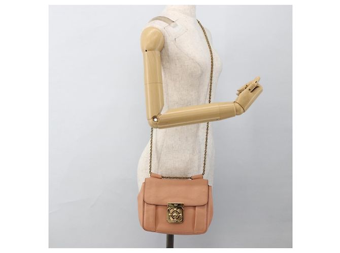 Chloé Chloe Chain Elsie Schultertasche aus Leder Rosa Gold Auth BA11036V - Ansicht 22