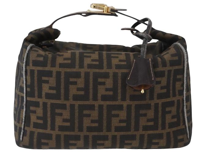 Borsa a mano in tela Zucca FENDI nera e marrone Auth bs33679 Nero - vista 13
