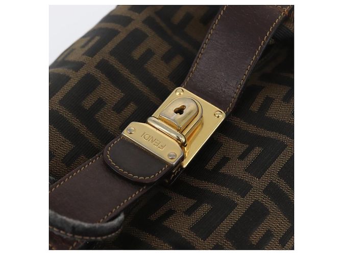 Borsa a mano in tela Zucca FENDI nera e marrone Auth bs33679 Nero - vista 18