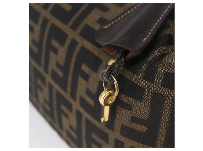 Borsa a mano in tela Zucca FENDI nera e marrone Auth bs33679 Nero - vista 19