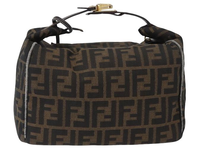 Borsa a mano in tela Zucca FENDI nera e marrone Auth bs33679 Nero - vista 2
