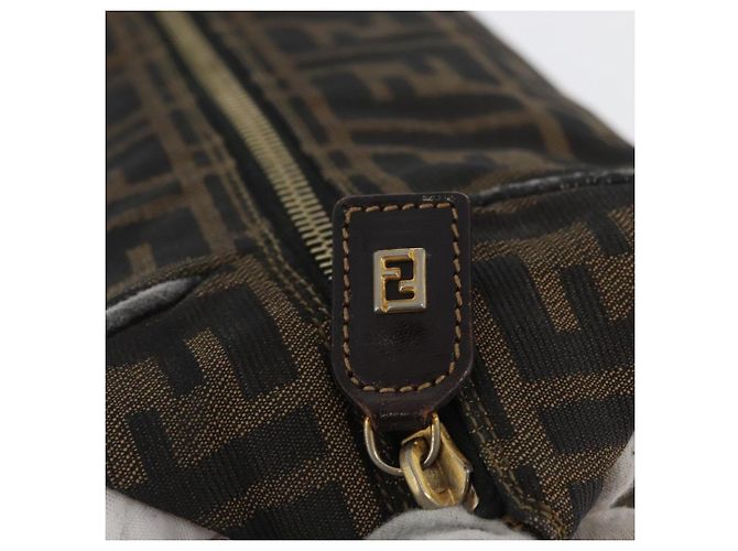Borsa a mano in tela Zucca FENDI nera e marrone Auth bs33679 Nero - vista 20