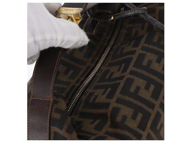 Borsa a mano in tela Zucca FENDI nera e marrone Auth bs33679 Nero - vista 6