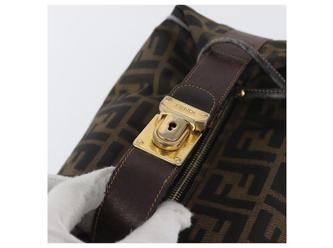 Borsa a mano in tela Zucca FENDI nera e marrone Auth bs33679 Nero - vista 7