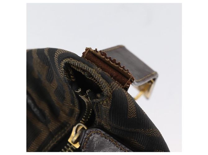 Borsa a mano in tela Zucca FENDI nera e marrone Auth bs33679 Nero - vista 9
