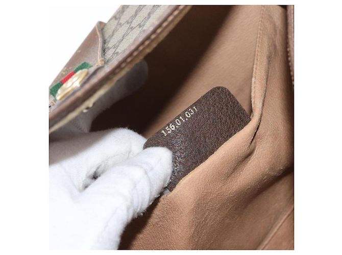GUCCI GG Supreme Web Sherry Line Clutch Bag PVC Beige 156 01 031 Auth fm5185 - vista 12