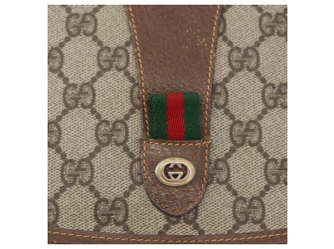 GUCCI GG Supreme Web Sherry Line Clutch Bag PVC Beige 156 01 031 Auth fm5185 - vista 17