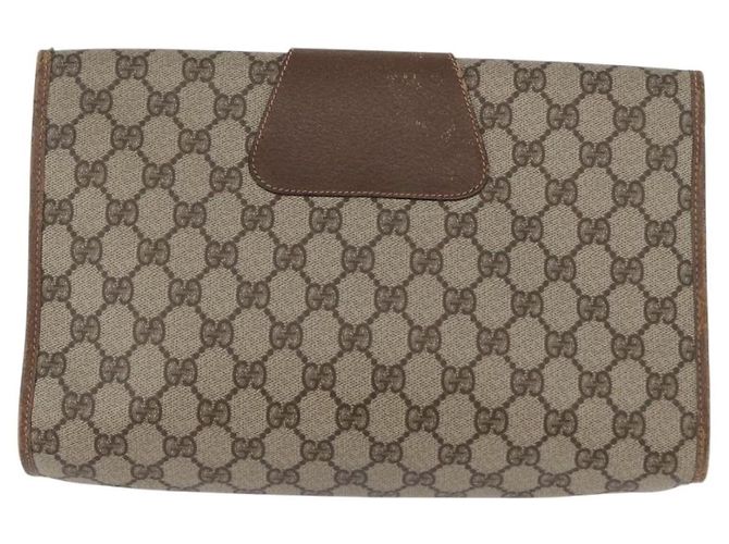 GUCCI GG Supreme Web Sherry Line Clutch Bag PVC Beige 156 01 031 Auth fm5185 - vista 2