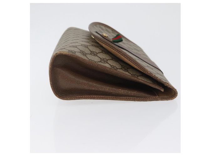 GUCCI GG Supreme Web Sherry Line Clutch Bag PVC Beige 156 01 031 Auth fm5185 - vista 3