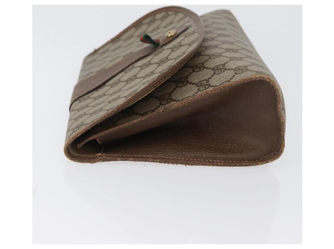 GUCCI GG Supreme Web Sherry Line Clutch Bag PVC Beige 156 01 031 Auth fm5185 - vista 4