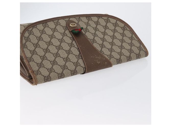 GUCCI GG Supreme Web Sherry Line Clutch Bag PVC Beige 156 01 031 Auth fm5185 - vista 5