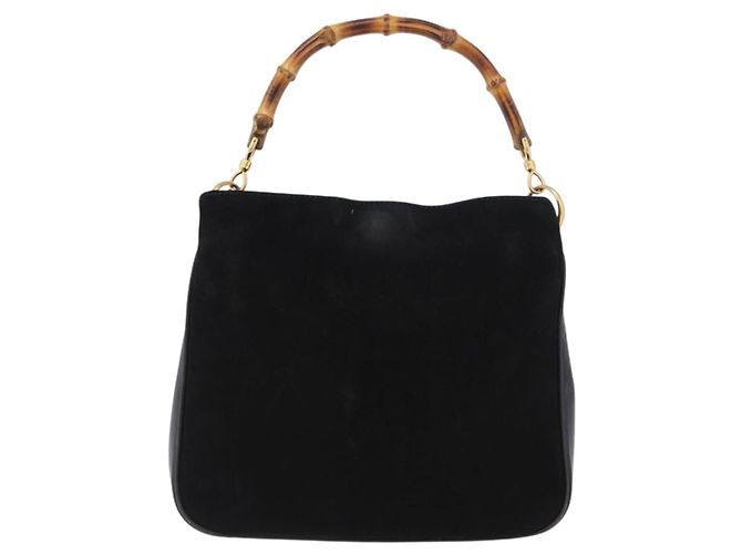 Bamboo Borsa a Mano in Bambù GUCCI Camoscio Nero Oro 001 3754 1638 Auth ep13532 D'oro - vista 13