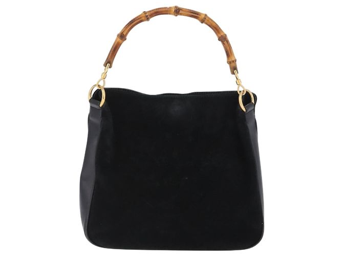 Bamboo Borsa a Mano in Bambù GUCCI Camoscio Nero Oro 001 3754 1638 Auth ep13532 D'oro - vista 2