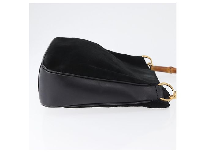 Bamboo Borsa a Mano in Bambù GUCCI Camoscio Nero Oro 001 3754 1638 Auth ep13532 D'oro - vista 3
