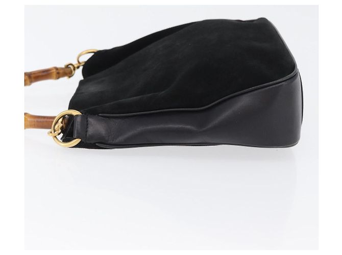 Bamboo Borsa a Mano in Bambù GUCCI Camoscio Nero Oro 001 3754 1638 Auth ep13532 D'oro - vista 4