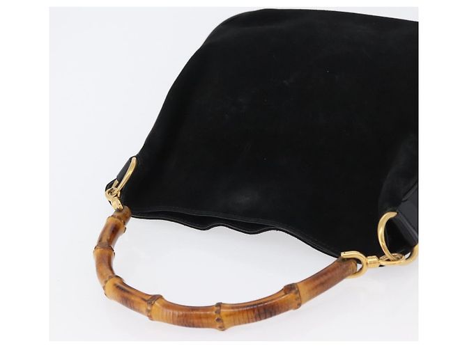 Bamboo Borsa a Mano in Bambù GUCCI Camoscio Nero Oro 001 3754 1638 Auth ep13532 D'oro - vista 6