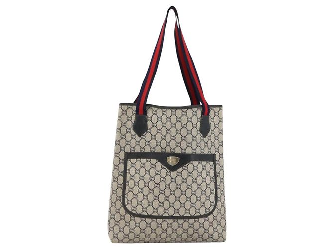 Borsa tote in PVC Navy Gold della linea Sherry GG Plus di GUCCI Auth LNZ421 - vista 13