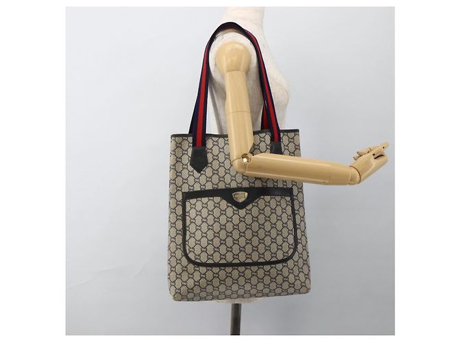 Borsa tote in PVC Navy Gold della linea Sherry GG Plus di GUCCI Auth LNZ421 - vista 20