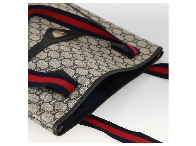 Borsa tote in PVC Navy Gold della linea Sherry GG Plus di GUCCI Auth LNZ421 - vista 6