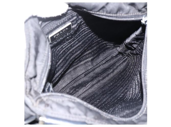 Borsa a Spalla PRADA in Nylon Nero Argento Autentica bs32792 - vista 11