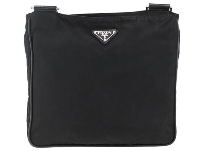 Borsa a Spalla PRADA in Nylon Nero Argento Autentica bs32792 - vista 2
