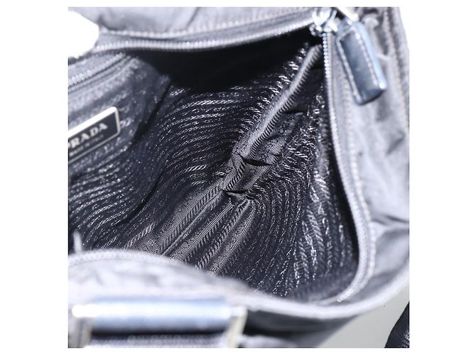 Borsa a Spalla PRADA in Nylon Nero Argento Autentica bs32792 - vista 20