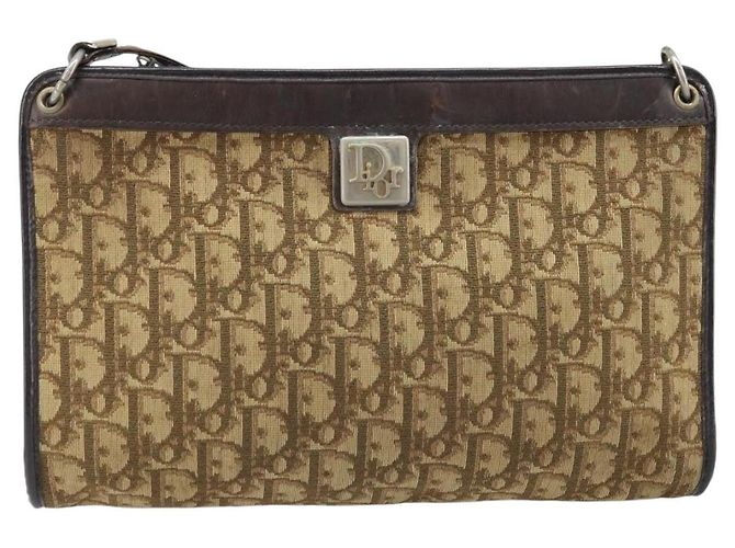 Borsa a Spalla in Tela Trotter Christian Dior Marrone Oro Auth 172857 D'oro - vista 13