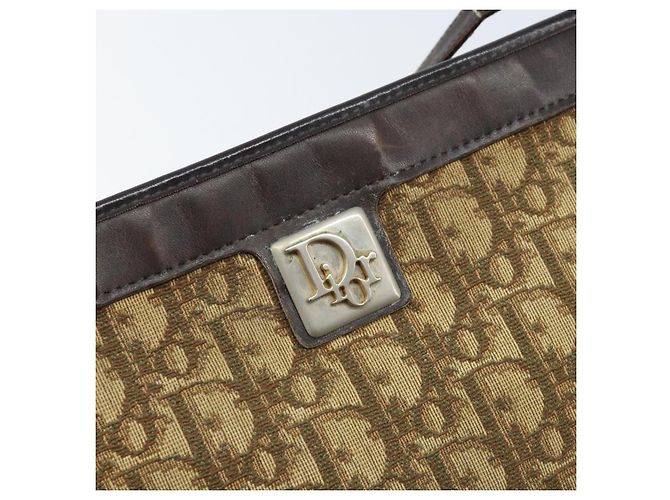 Borsa a Spalla in Tela Trotter Christian Dior Marrone Oro Auth 172857 D'oro - vista 18