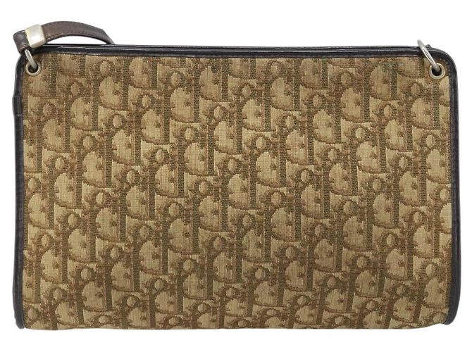 Borsa a Spalla in Tela Trotter Christian Dior Marrone Oro Auth 172857 D'oro - vista 2