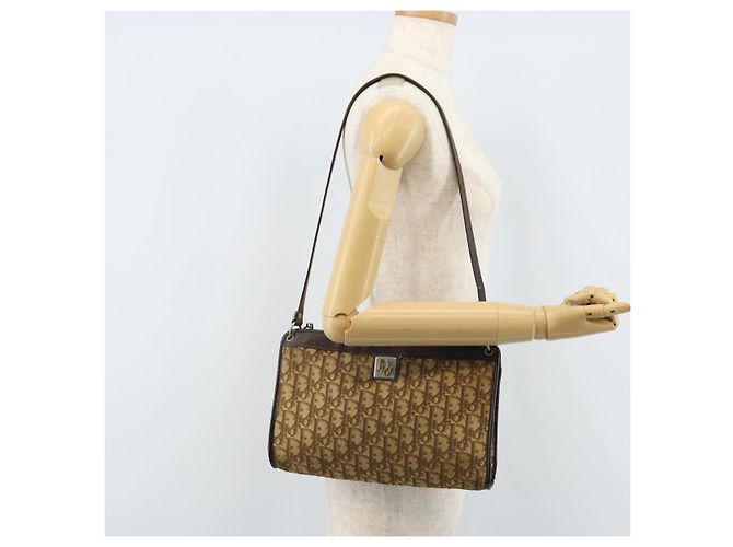 Borsa a Spalla in Tela Trotter Christian Dior Marrone Oro Auth 172857 D'oro - vista 21