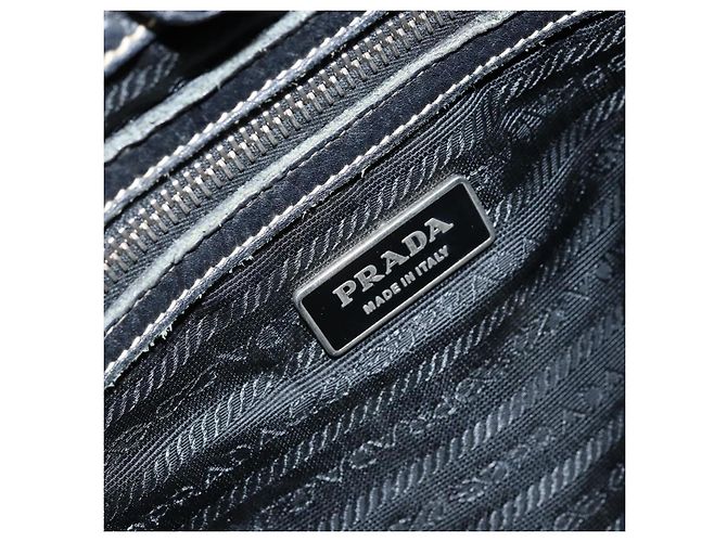 Borsa Tote Prada in nylon nero argento Auth 172974 - vista 10