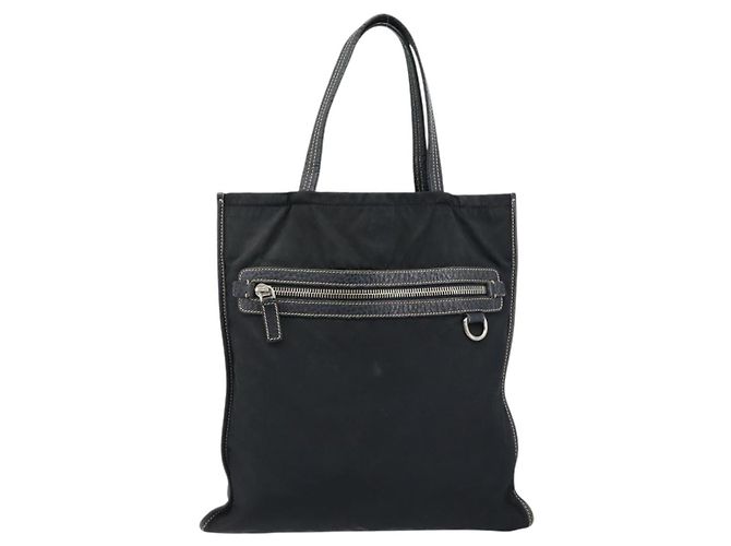 Borsa Tote Prada in nylon nero argento Auth 172974 - vista 13