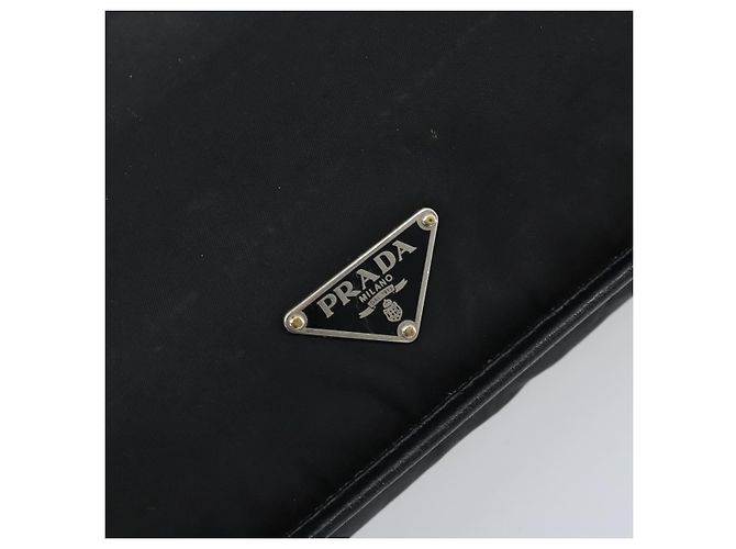 Borsa Tote Prada in nylon nero argento Auth 172974 - vista 17