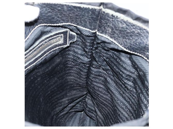 Borsa Tote Prada in nylon nero argento Auth 172974 - vista 18