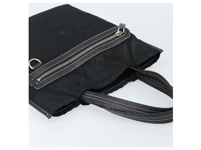 Borsa Tote Prada in nylon nero argento Auth 172974 - vista 6