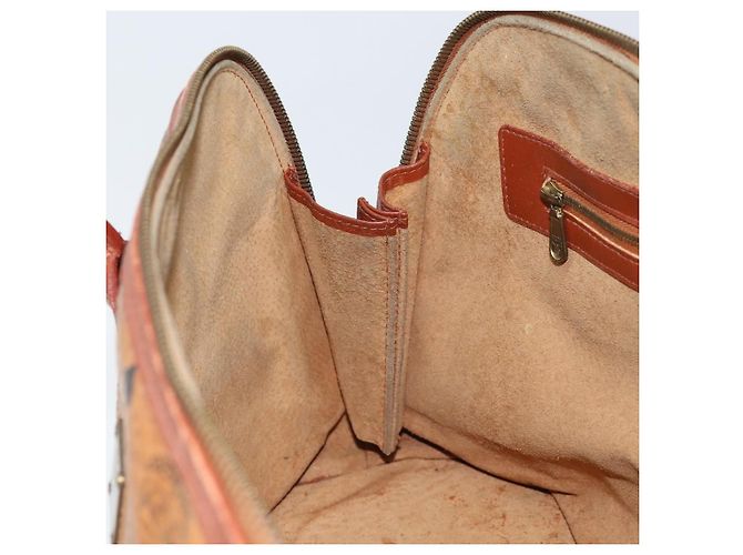 MCM Vicetos Logogram Borsa a Mano PVC Pelle Marrone Oro Auth gh1798 D'oro - vista 18