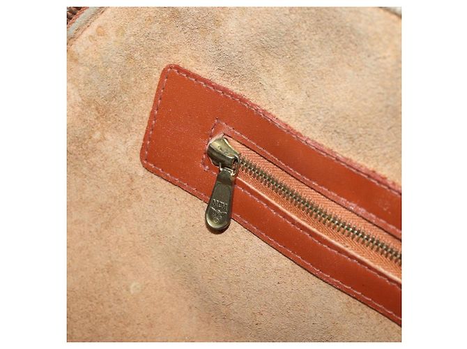 MCM Vicetos Logogram Borsa a Mano PVC Pelle Marrone Oro Auth gh1798 D'oro - vista 19