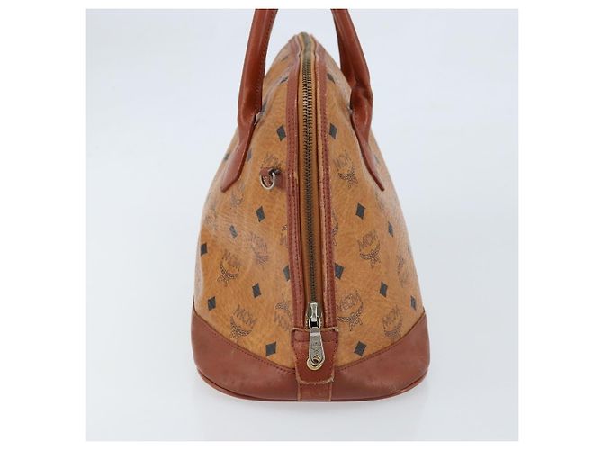 MCM Vicetos Logogram Borsa a Mano PVC Pelle Marrone Oro Auth gh1798 D'oro - vista 3