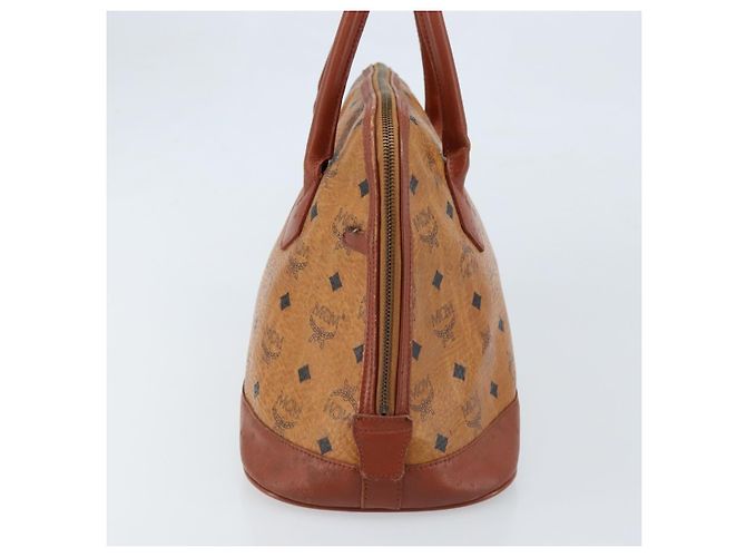 MCM Vicetos Logogram Borsa a Mano PVC Pelle Marrone Oro Auth gh1798 D'oro - vista 4