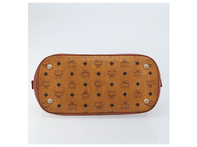 MCM Vicetos Logogram Borsa a Mano PVC Pelle Marrone Oro Auth gh1798 D'oro - vista 5