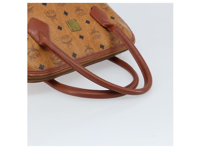 MCM Vicetos Logogram Borsa a Mano PVC Pelle Marrone Oro Auth gh1798 D'oro - vista 7