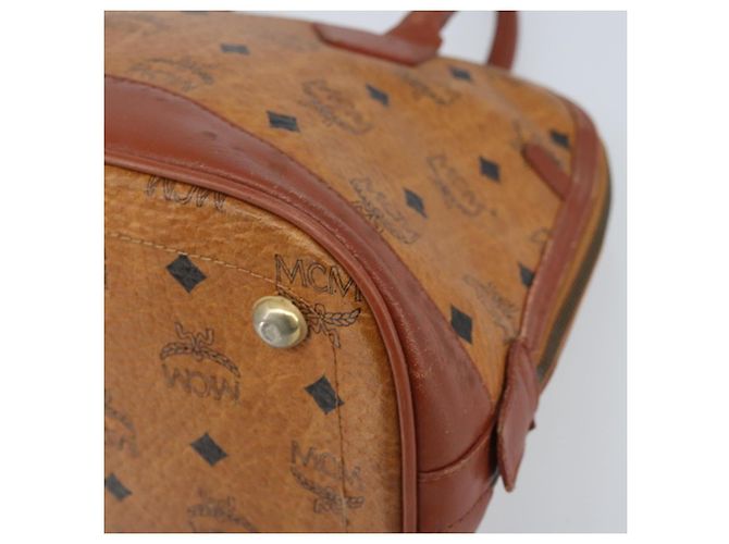 MCM Vicetos Logogram Borsa a Mano PVC Pelle Marrone Oro Auth gh1798 D'oro - vista 9