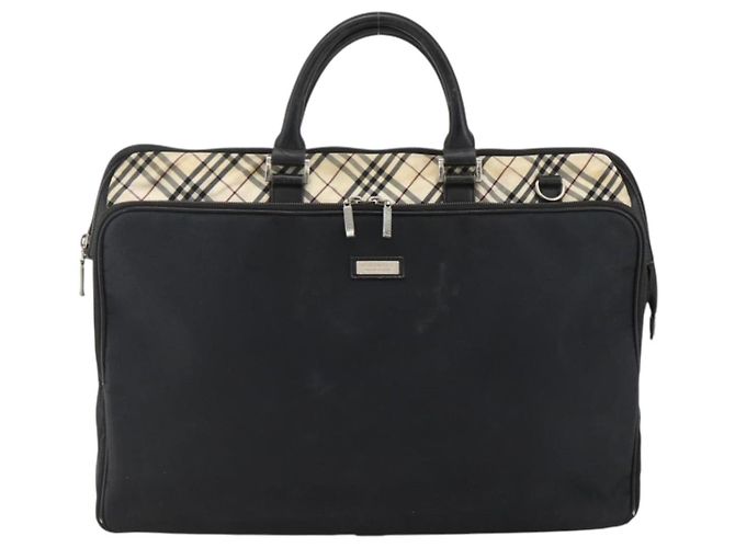 Borsa a mano Burberry Nova Check Black label nylon argento nero Auth bs33588 - vista 2
