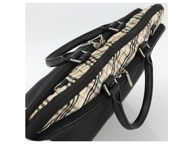 Borsa a mano Burberry Nova Check Black label nylon argento nero Auth bs33588 - vista 6