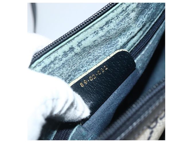 Borsa a Spalla Gucci GG Supreme Sherry Line PVC Blu Navy Oro 89 02 032 Auth ARZ238 D'oro - vista 12