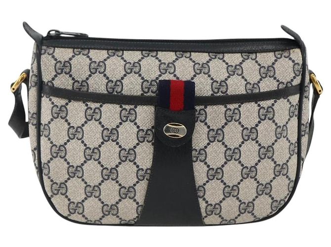 Borsa a Spalla Gucci GG Supreme Sherry Line PVC Blu Navy Oro 89 02 032 Auth ARZ238 D'oro - vista 13