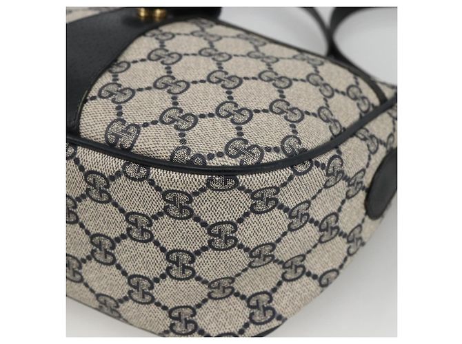 Borsa a Spalla Gucci GG Supreme Sherry Line PVC Blu Navy Oro 89 02 032 Auth ARZ238 D'oro - vista 14