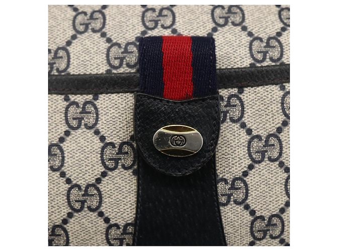 Borsa a Spalla Gucci GG Supreme Sherry Line PVC Blu Navy Oro 89 02 032 Auth ARZ238 D'oro - vista 18